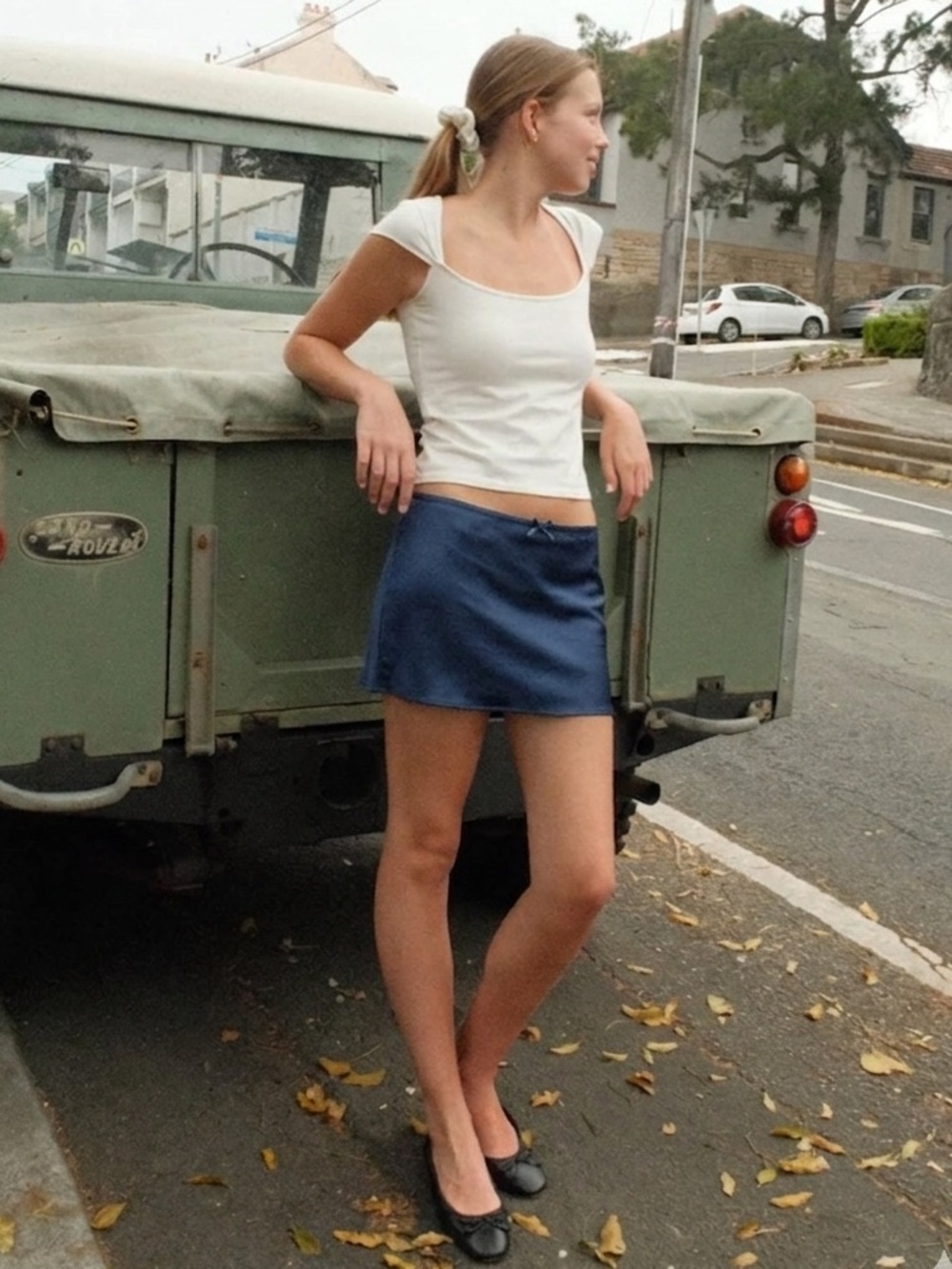BRANDY MELVILLE Satin Mini Skirt OSFM Navy Blue